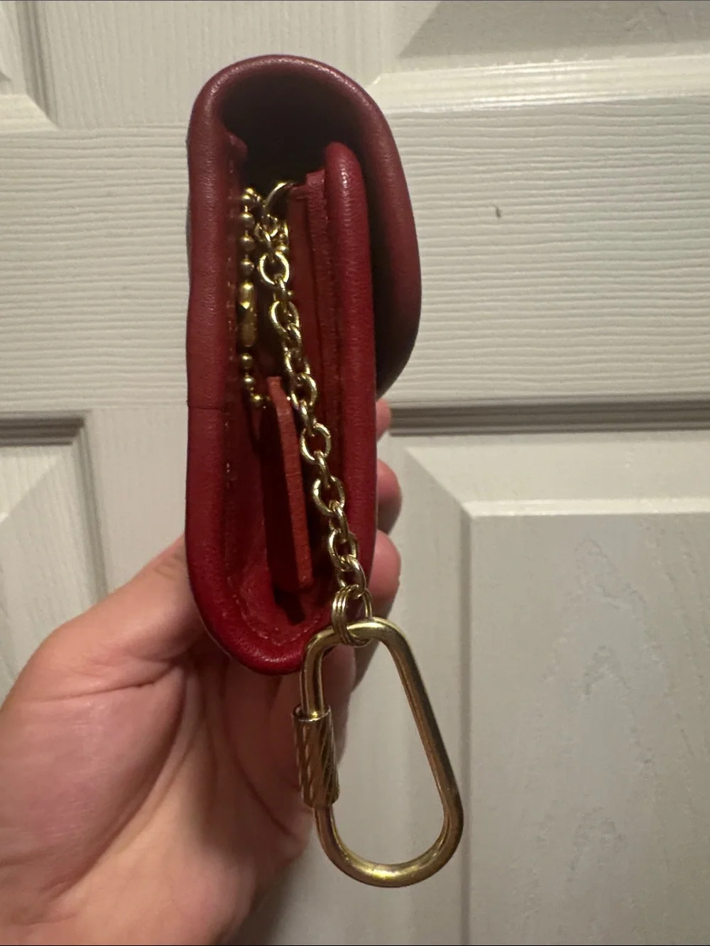 Coach Red Leather Key Pouch with Gold Hardware - Picture 7 of 9